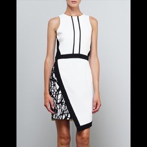 ADELYN RAE Asymmetrical Black and White Dress